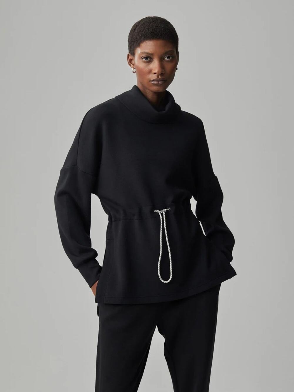 Varley Freya Sweat DoubleSoft Navy Pullover Top Womens XS Cozy Athleisure